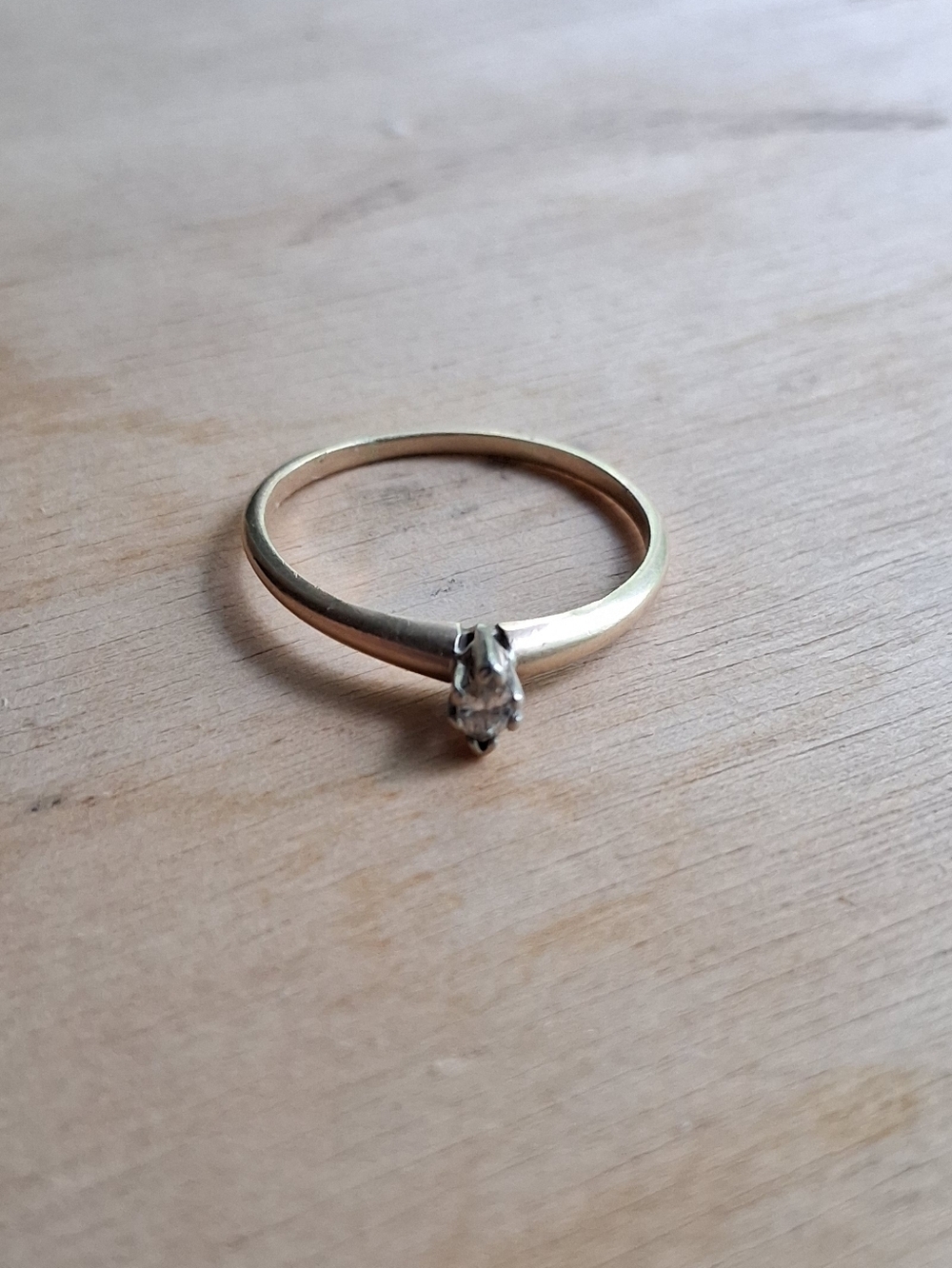 Vintage 14k Yellow And White Gold Marquise Cut Diamond Solitaire Engagement Ring
